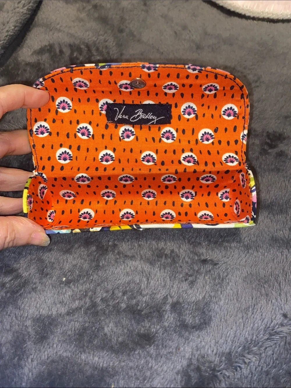 Vera Bradley Floral Fold-Over Glasses Case in Pink, Orange, Navy and Green